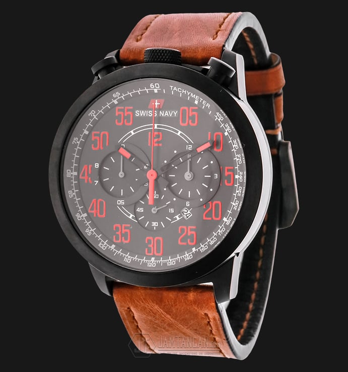 SWISS NAVY 8926MABOR Man Black Dial Brown Leather Strap